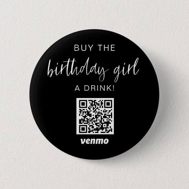 Chapa Redonda De 5 Cm Comprar Chica de Cumpleaños Una Bebida Código QR V (Anverso)