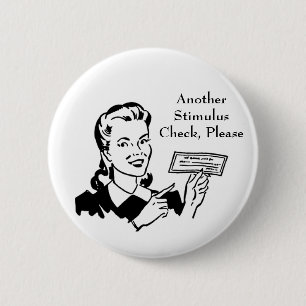 Chapa Redonda De 5 Cm Comprobación del estímulo del gobierno vintage