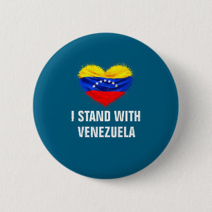 Chapa Redonda De 5 Cm Con Soporte de la Bandera de Venezuela Apoyamos la