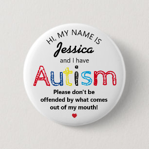 Chapa Redonda De 5 Cm Conciencia de autismo personalizada   Funny ASD