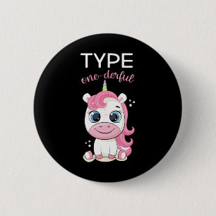 Chapa Redonda De 5 Cm Conciencia de Diabetes Tipo Uno-derful T1d Unicorn