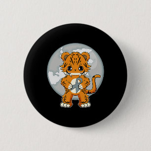 Chapa Redonda De 5 Cm Conciencia de dislexia de gato anime de tigre