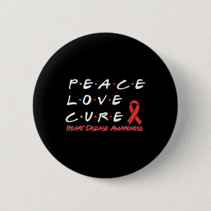 Chapa Redonda De 5 Cm Conciencia de la enfermedad cardíaca Paz Amor Cura