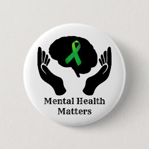 Chapa Redonda De 5 Cm Conciencia de la Salud Mental de la Cinta Verde
