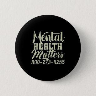 Chapa Redonda De 5 Cm Conciencia de Salud Mental Retro 800-273-8255 