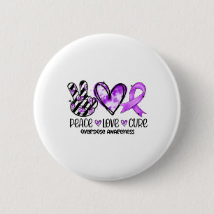 Chapa Redonda De 5 Cm Conciencia de sobredosis de cura de amor y paz