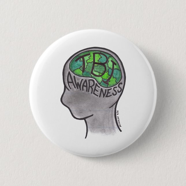 Chapa Redonda De 5 Cm Conciencia de TBI (Anverso)