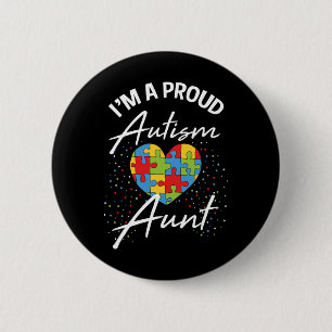Chapa Redonda De 5 Cm Conciencia del autismo Orgullosa tía Puzzle Heart