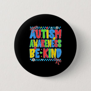 Chapa Redonda De 5 Cm Conciencia del autismo preppy sé amable con las mu