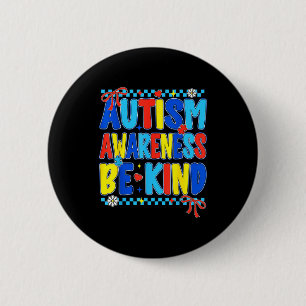 Chapa Redonda De 5 Cm Conciencia del autismo preppy sé amable con las mu