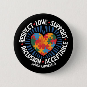 Chapa Redonda De 5 Cm Conciencia del Autismo Respeto Autista Amor Apoyo