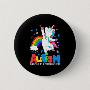 Chapa Redonda De 5 Cm Conciencia del autismo Tee Dabbing Unicorn Rompeca