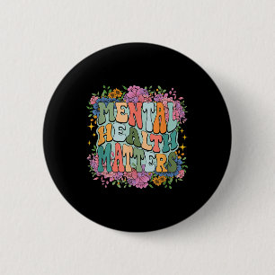 Chapa Redonda De 5 Cm Conciencia Mental Retro Salud Mental S Flujo Groov