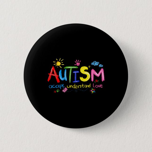 Chapa Redonda De 5 Cm Conciencia sobre autismo aceptar entender a profes (Anverso)