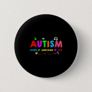 Chapa Redonda De 5 Cm Conciencia sobre el autismo acepta entender hombre