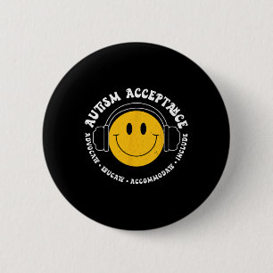Chapa Redonda De 5 Cm Conciencia sobre el Autismo Aceptación Cara Sonrie