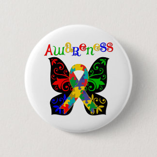 Chapa Redonda De 5 Cm Conciencia sobre el autismo de las mariposas color
