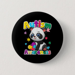 Chapa Redonda De 5 Cm Conciencia sobre el autismo Panda Puzzle Pieces Co