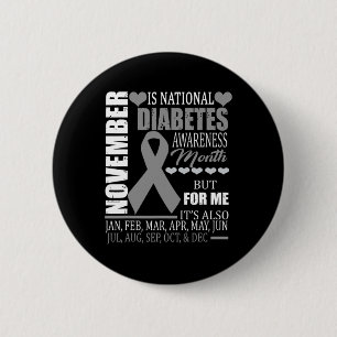 Chapa Redonda De 5 Cm Conciencia sobre el tipo de diabetes Noviembre Dia