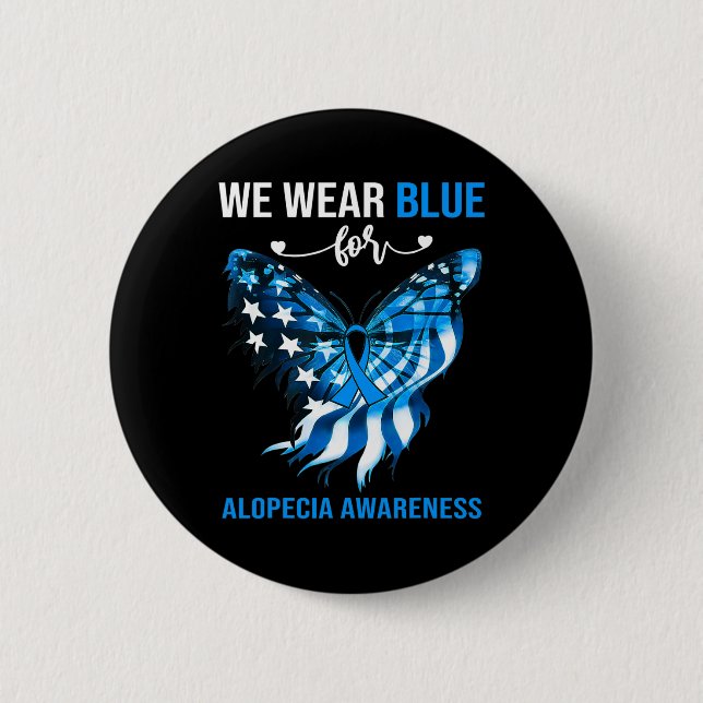 Chapa Redonda De 5 Cm Conciencia sobre la alopecia 4 de julio Mariposa A (Anverso)