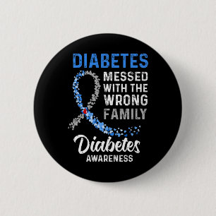 Chapa Redonda De 5 Cm Conciencia sobre la diabetes con la familia equivo