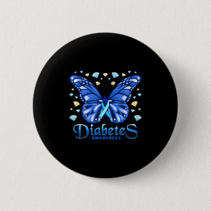 Chapa Redonda De 5 Cm Conciencia sobre la diabetes mariposa Soporte de c