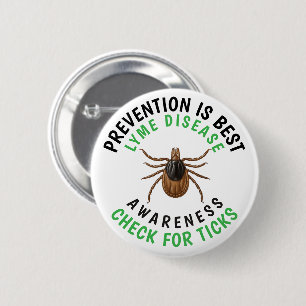 Chapa Redonda De 5 Cm Conciencia sobre la enfermedad de Lyme Garrapata