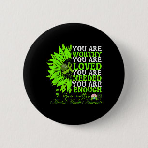 Chapa Redonda De 5 Cm Conciencia sobre la salud mental Sunflower Groovy