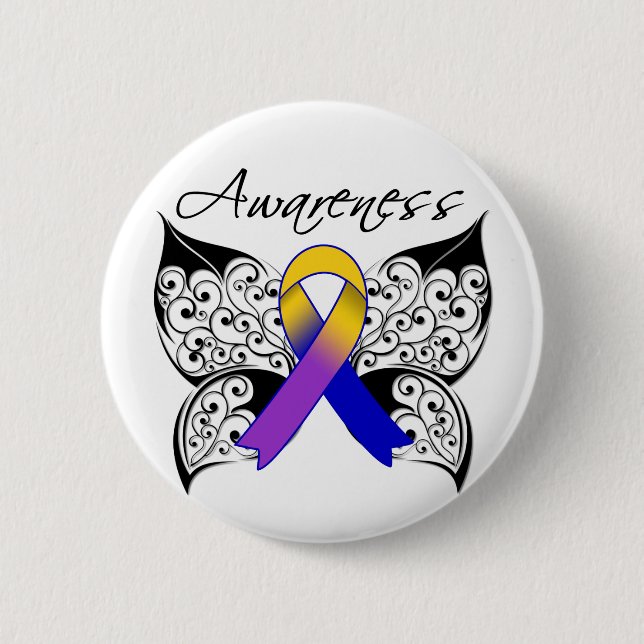 Chapa Redonda De 5 Cm Conciencia sobre las mariposas tatuadas - Cáncer d (Anverso)
