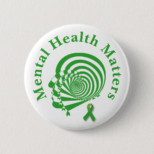 Chapa Redonda De 5 Cm Conciencia sobre Salud Mental Cinta Verde