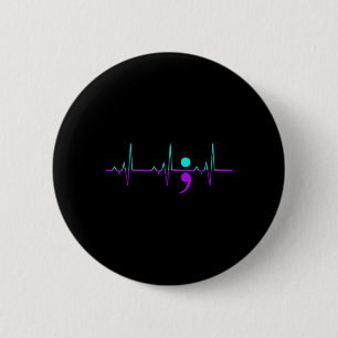 Chapa Redonda De 5 Cm Conciencia suicida Heartbeat Soporte Cinta Feliz G