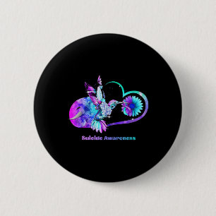 Chapa Redonda De 5 Cm Conciencia suicida Shirt Sunflower Corazón morado