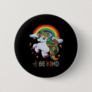 Chapa Redonda De 5 Cm Conciencia Unicornio Sé Amor Asl Lenguaje De Rótul