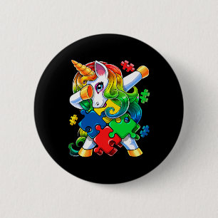 Chapa Redonda De 5 Cm Concienciación sobre autismo Dabbing Unicorn Pieza