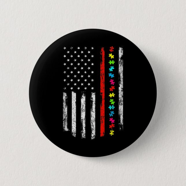 Chapa Redonda De 5 Cm Concienciación sobre el autismo 4 de julio, fuego  (Anverso)