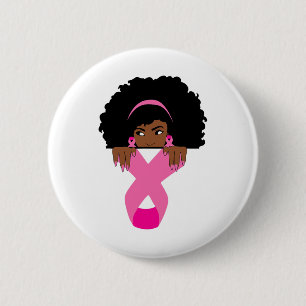 Chapa Redonda De 5 Cm Concienciación sobre el cáncer de mama afroamerica