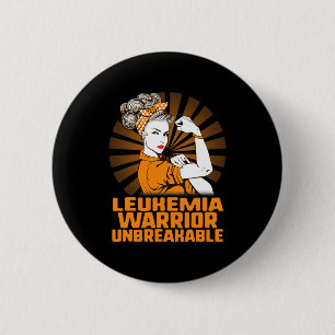 Chapa Redonda De 5 Cm Concienciación sobre leucemia fuerte Naranja guerr