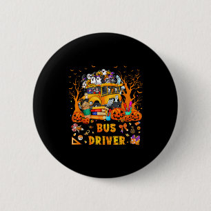 Chapa Redonda De 5 Cm Conductor de autobús escolar calabaza temporada es