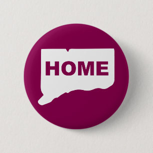 Chapa Redonda De 5 Cm Conectticut Hogar Lejos Del Pin De Insignia Del Bo