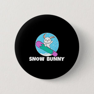 Chapa Redonda De 5 Cm Conejito de Nieve Conejo Lindo Invierno Nieve Esqu