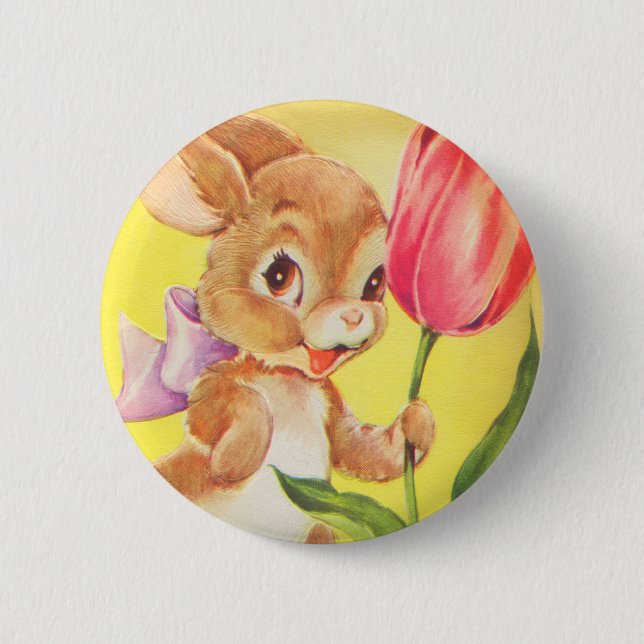 Chapa Redonda De 5 Cm Conejito de pascua lindo (Anverso)