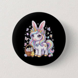 Chapa Redonda De 5 Cm Conejito fantástico de Pascua de unicornio lindo B