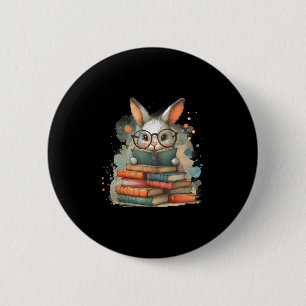 Chapa Redonda De 5 Cm Conejito Lindo Amante De Libros Regalo De Pascua C