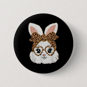Chapa Redonda De 5 Cm Conejito Lindo Cara de Conejo Leopardo Gles Niña F