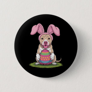 Chapa Redonda De 5 Cm Conejito Pitbull Pascua Abrazo Huevos Feliz Pascua