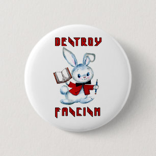 Chapa Redonda De 5 Cm Conejito Retro Adorable - Destruir el Fascismo