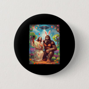 Chapa Redonda De 5 Cm Conejo Bigfoot divertido selfie de Pascua de Jesús