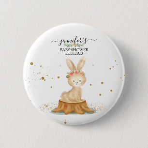 Chapa Redonda De 5 Cm Conejo Bunny vida silvestre bosque baby shower pun