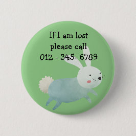 Chapa Redonda De 5 Cm Conejo curtido, Contacto de emergencia infantil