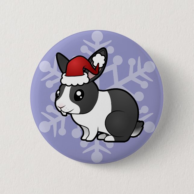 Chapa Redonda De 5 Cm Conejo de Navidad (oreja caída pelo liso) (Anverso)